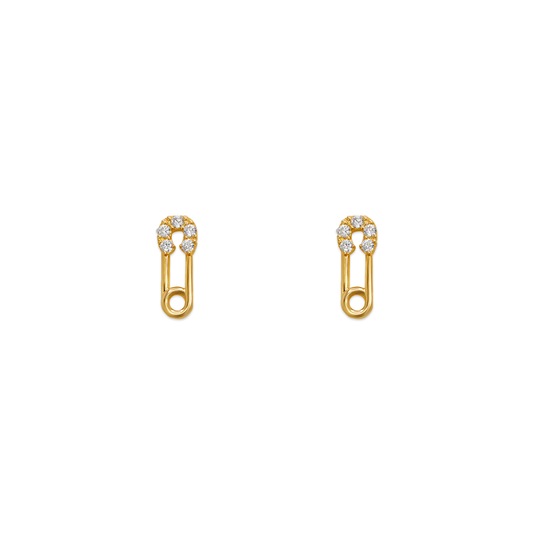 Safety Pin CZ Stud Earrings