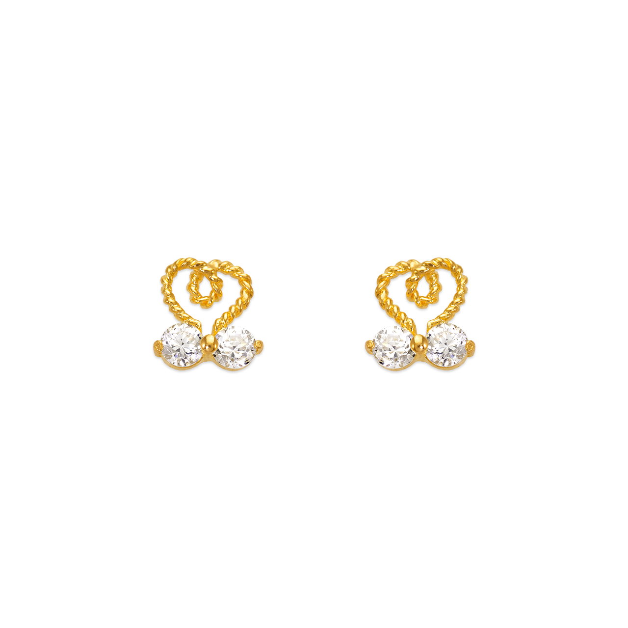 Twisted Heart CZ Stud Earrings