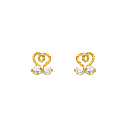 Twisted Heart CZ Stud Earrings