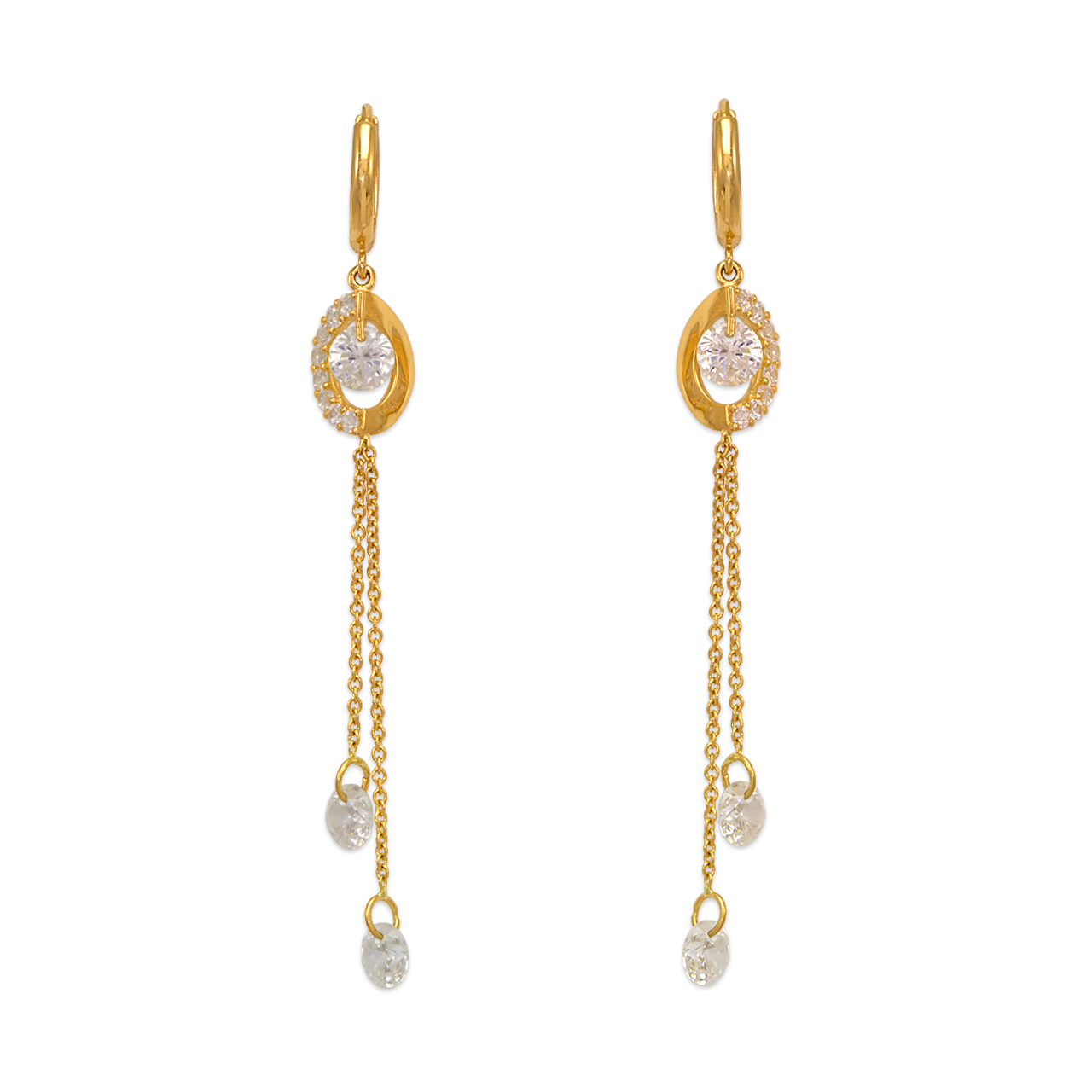 Fancy Design Dangling CZ Earrings