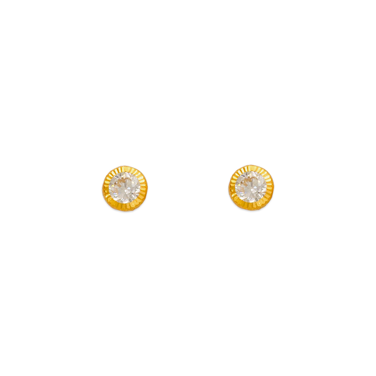 Round DC Bezel CZ Stud Earrings