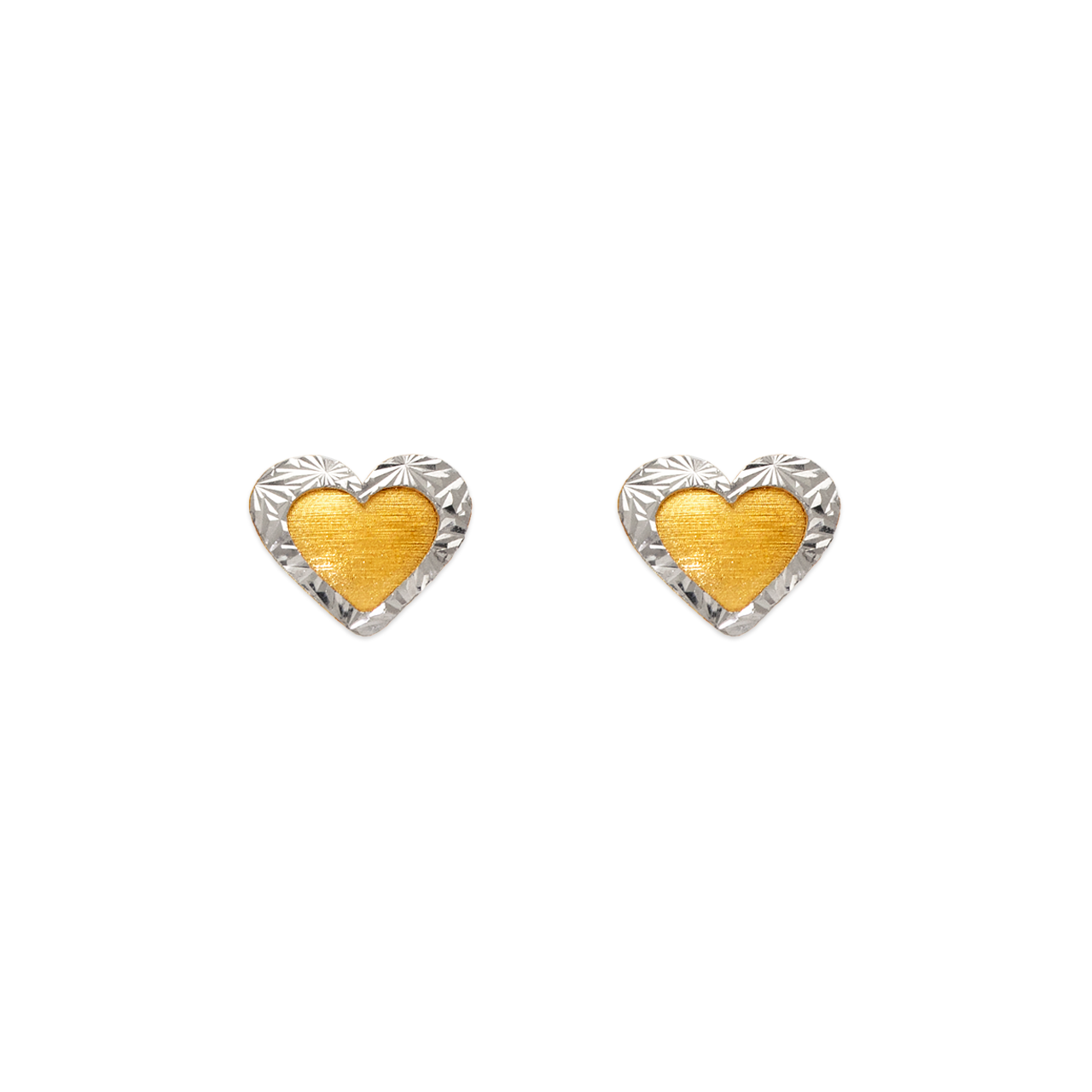 Diamond Cut Heart Stud Earrings