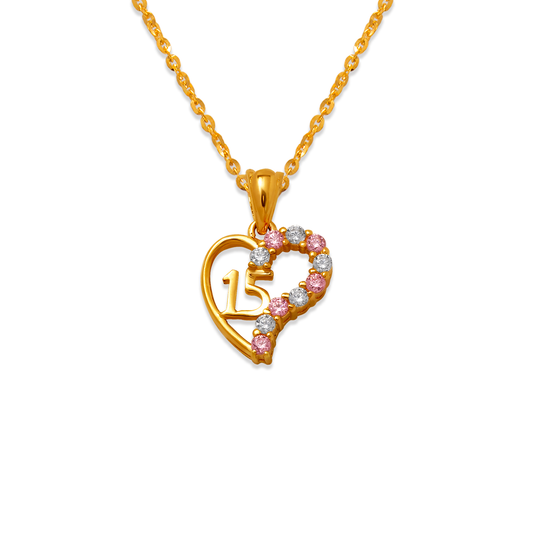 15 Anos Heart Pink CZ Pendant