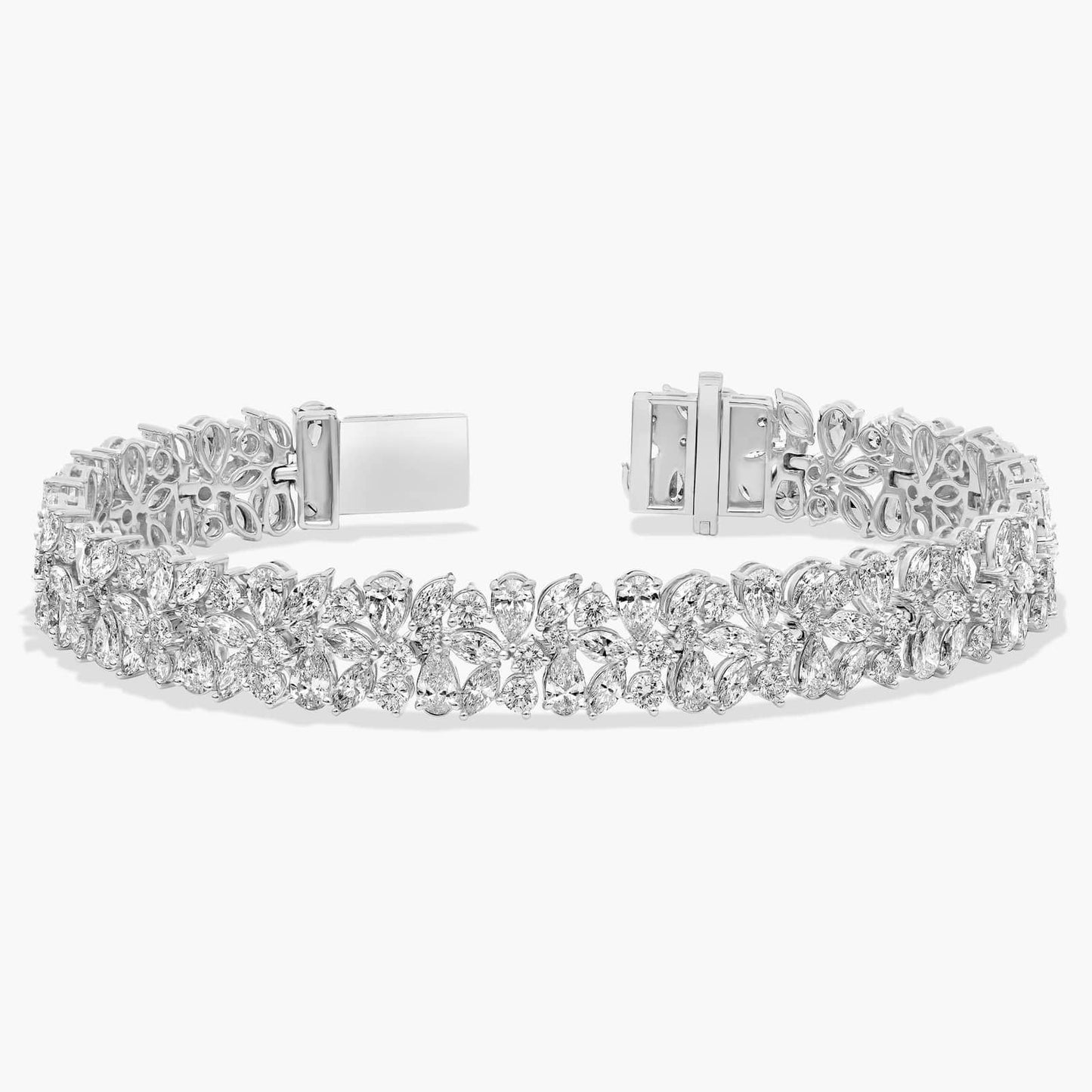 Fancy Shape Cluster Diamond Tennis Bracelet