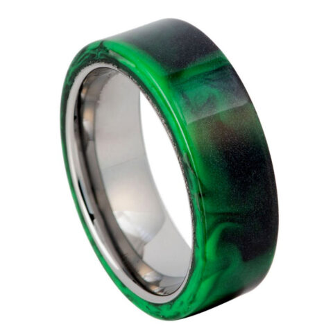 Black & Green Resin Inlay Ring