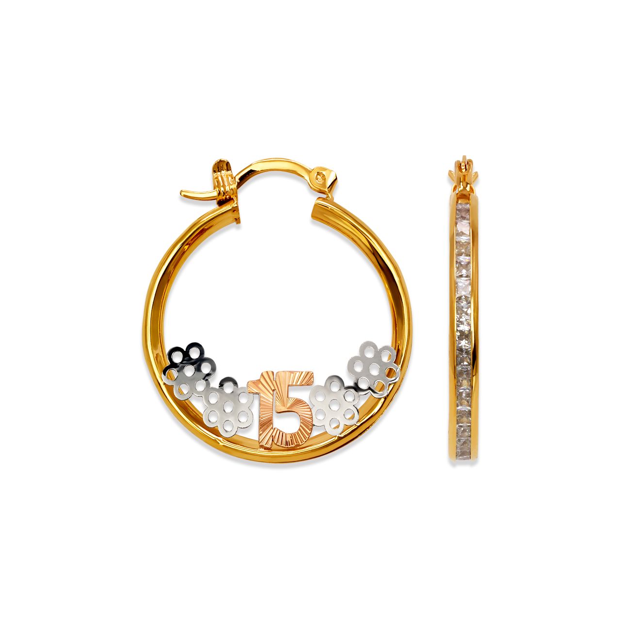 15 Anos CZ Hoop Earrings