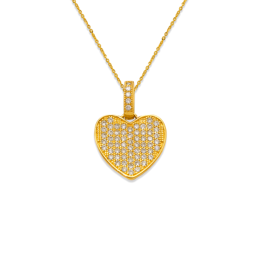 Fancy Flat Heart CZ Pendant