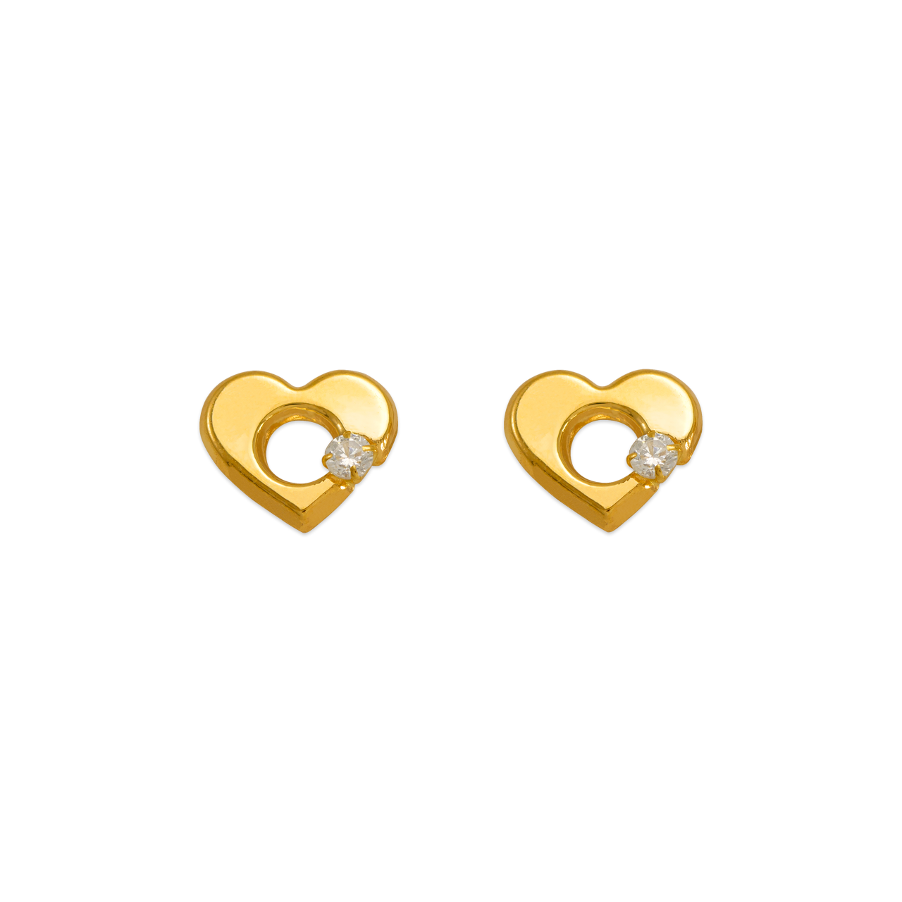 White Heart CZ Stud Earrings