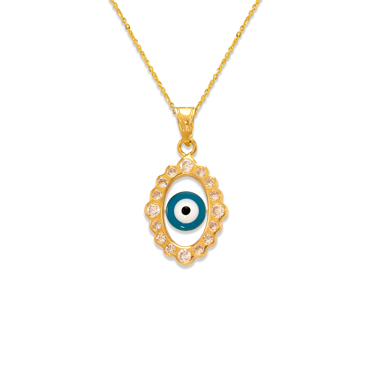 Evil Eye Enamel CZ Pendant