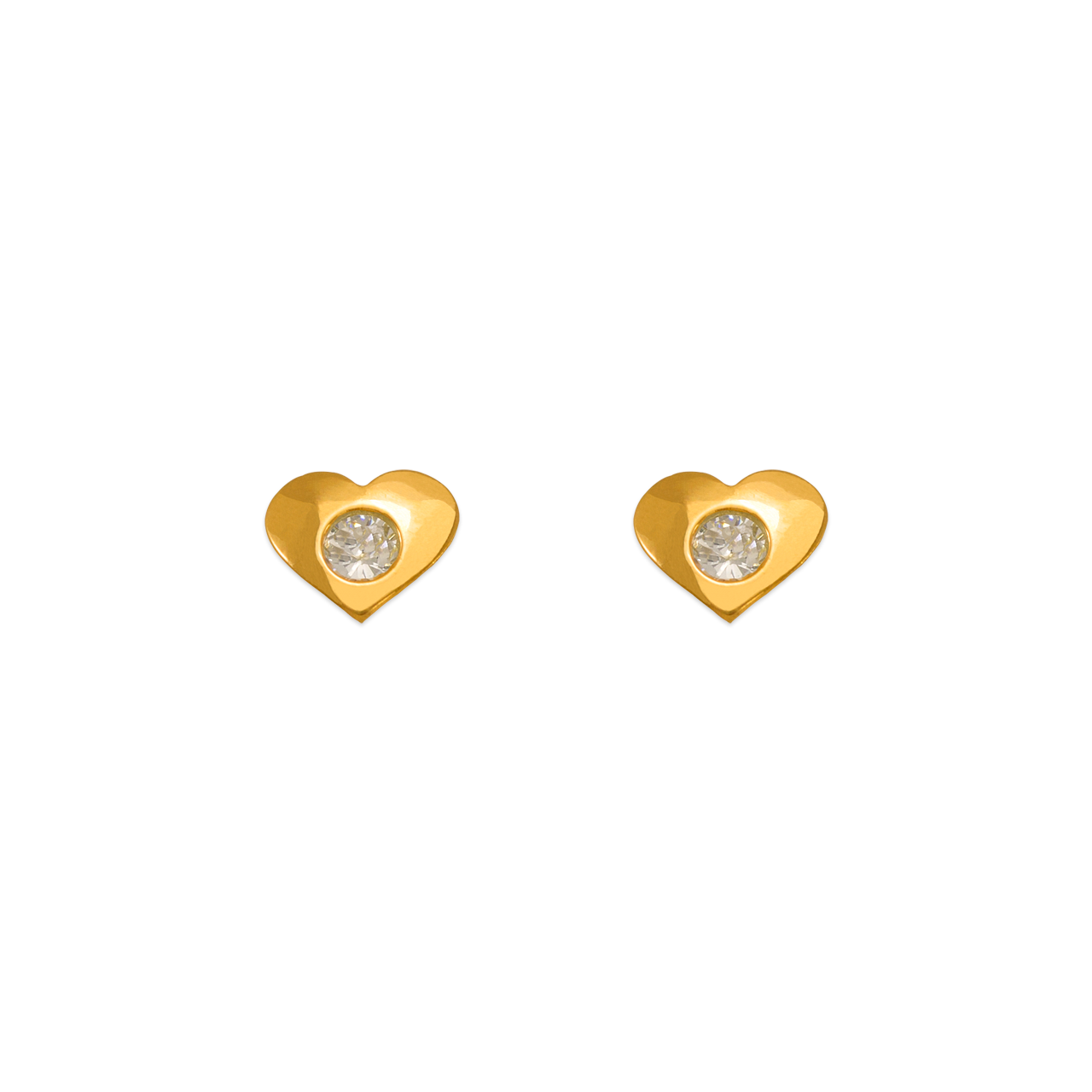 White High Polished Heart CZ Stud Earrings