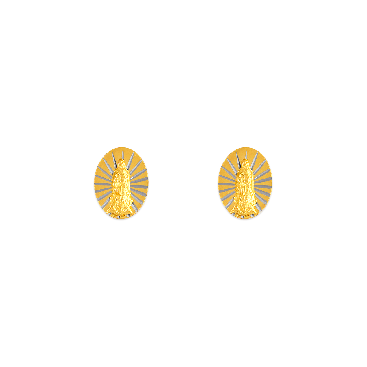 Small Virgin Mary Oval Stud Earrings