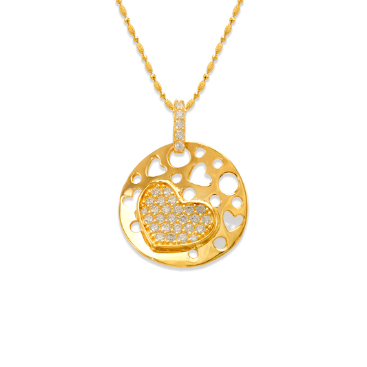 Fancy Heart Disc CZ Pendant