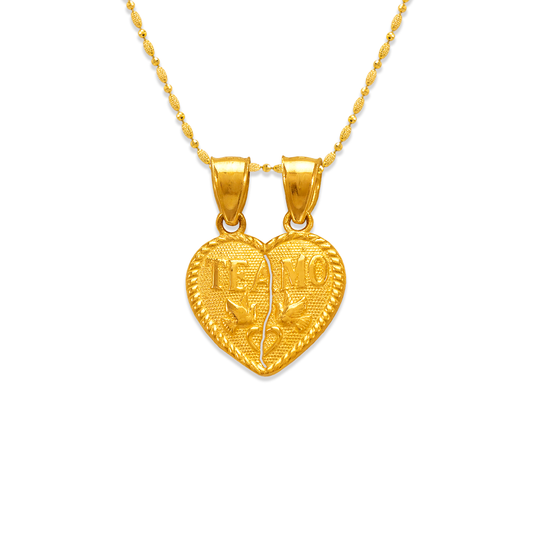 Two-Piece Te Amo Heart Pendant