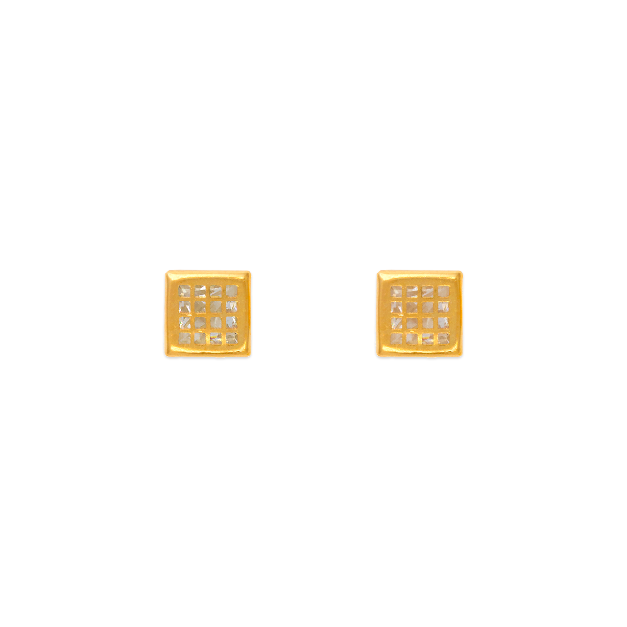 Square Tiled CZ Stud Earrings