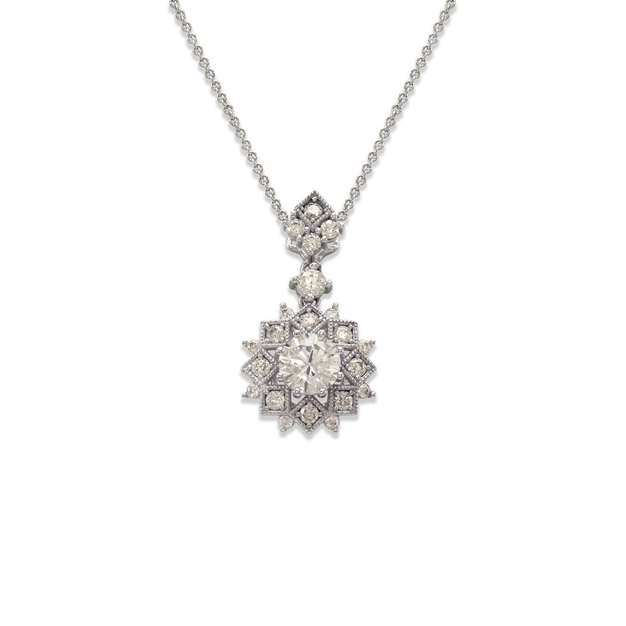 Fancy Diamond Cut Flower CZ Pendant