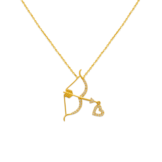 Fancy Cupid's Bow and Arrow CZ Necklace