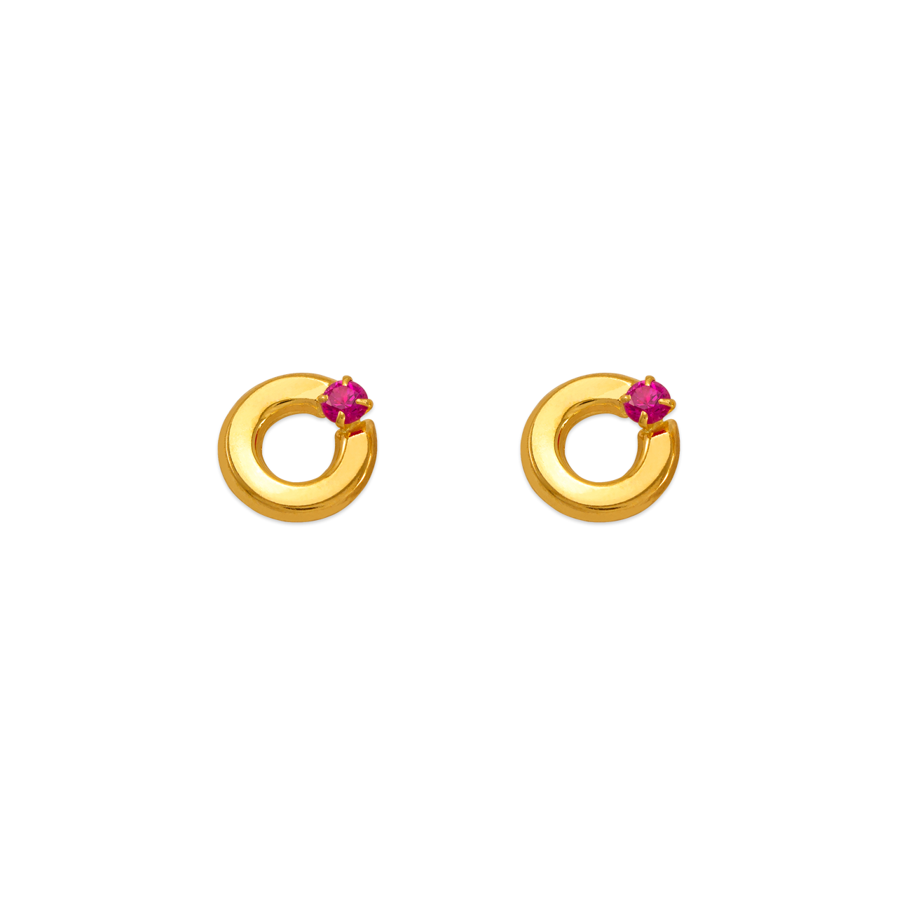 Red Circle CZ Stud Earrings