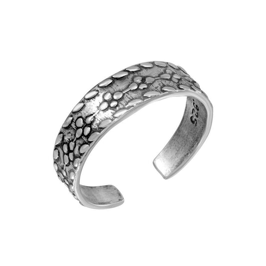 925 Sterling Silver Flower Link Design Toe Ring