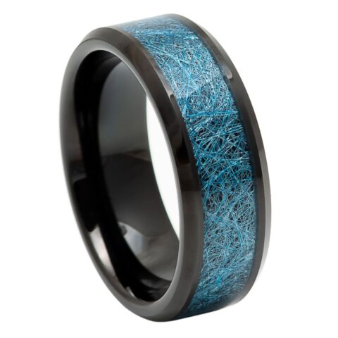 Black IP Plated with Blue Silk Thread Inlay