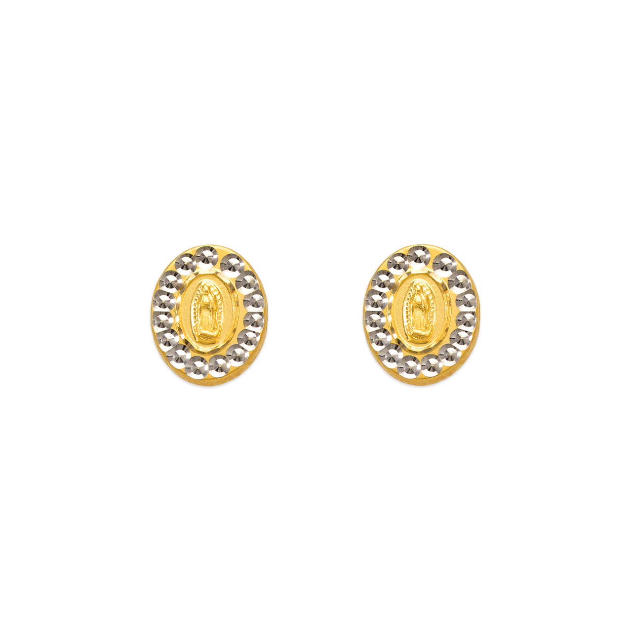 Diamond Cut Guadalupe Hand Oval Stud Earrings