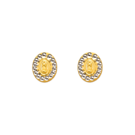 Diamond Cut Guadalupe Hand Oval Stud Earrings