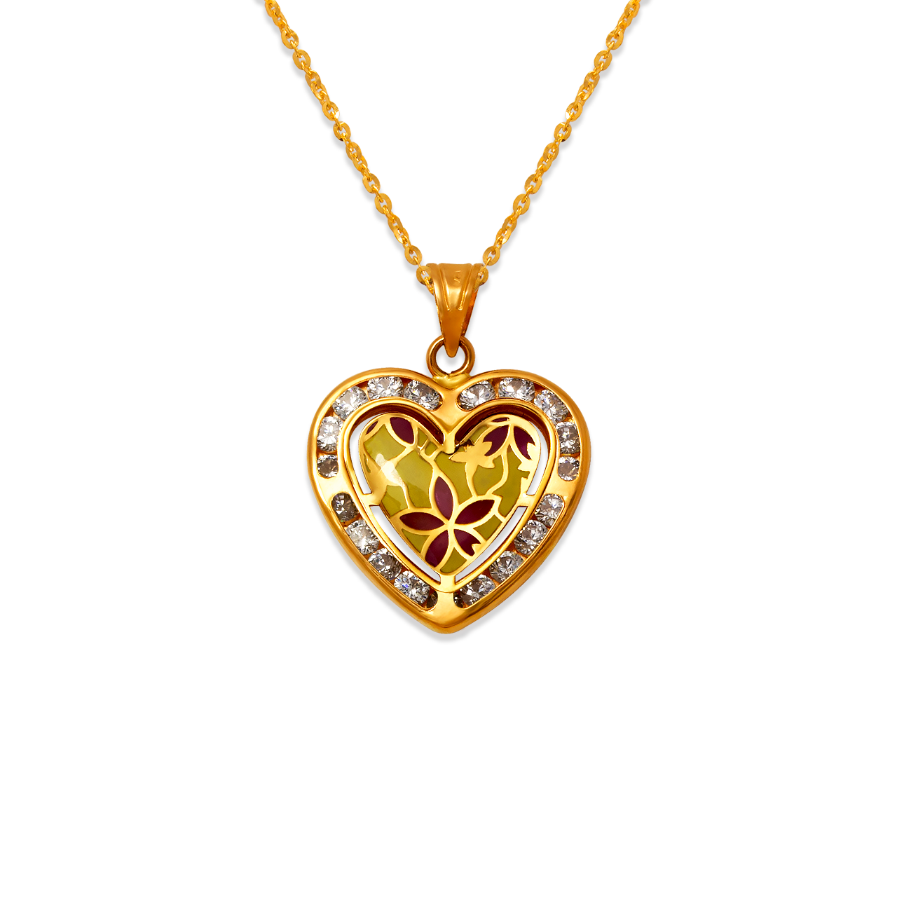 Heart Enamel CZ Pendant