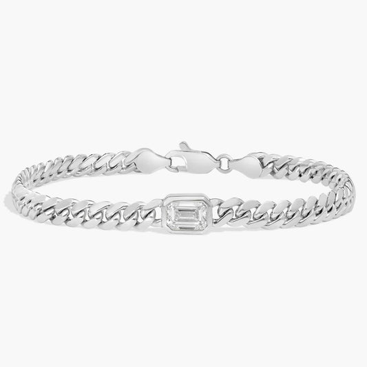 Emerald Cut Diamond Cuban Bracelet