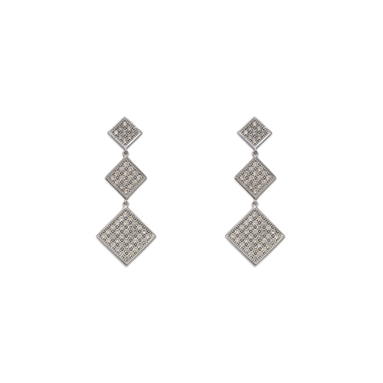 Fancy Diamond Drop CZ Stud Earrings