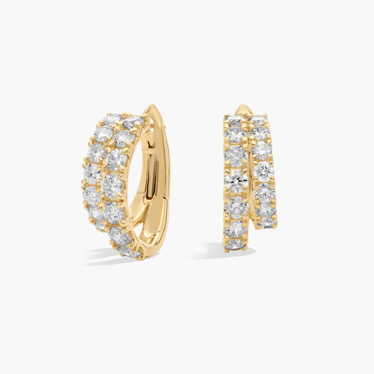 Diamond Double Row Hoop Earrings