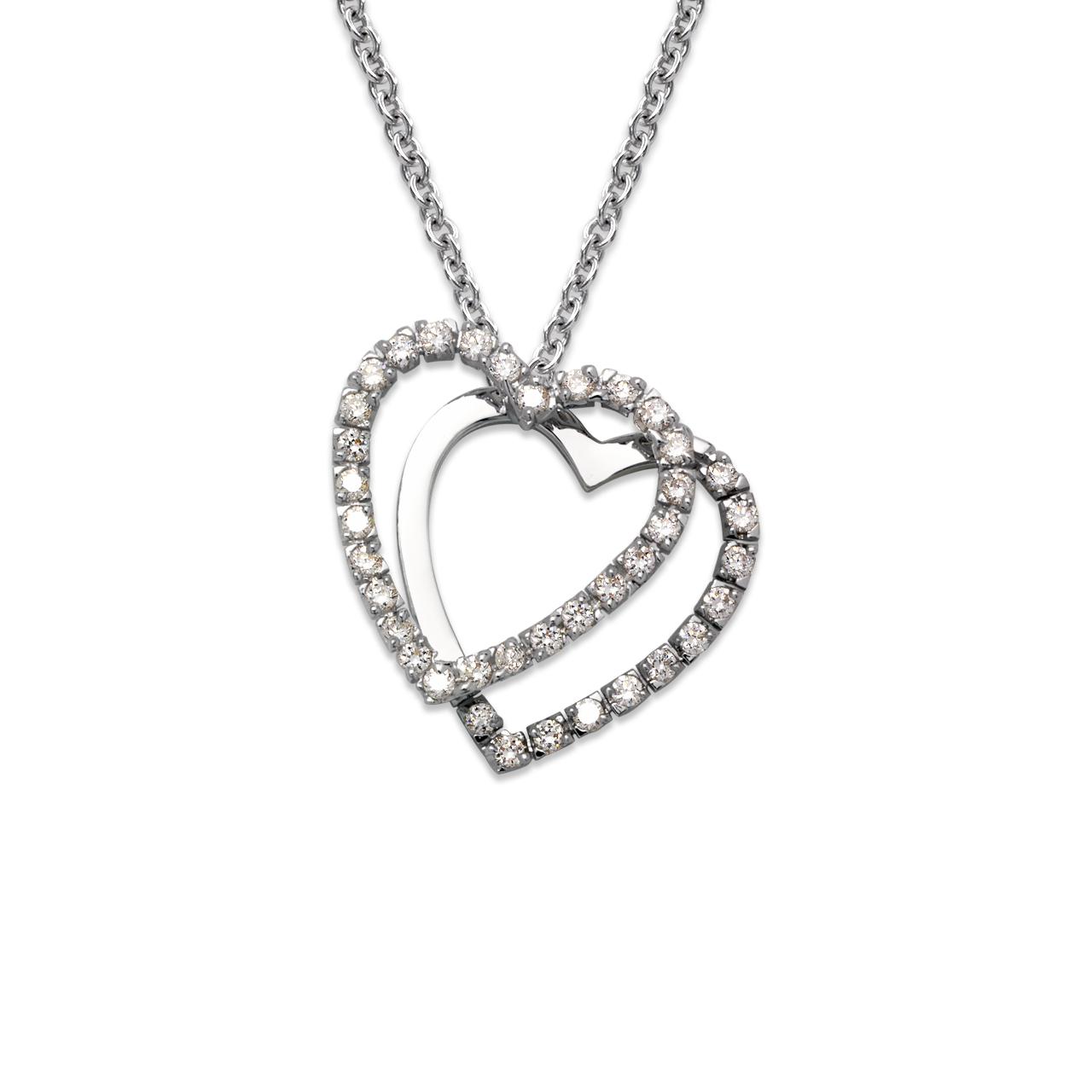 Two Hearts CZ Pendant