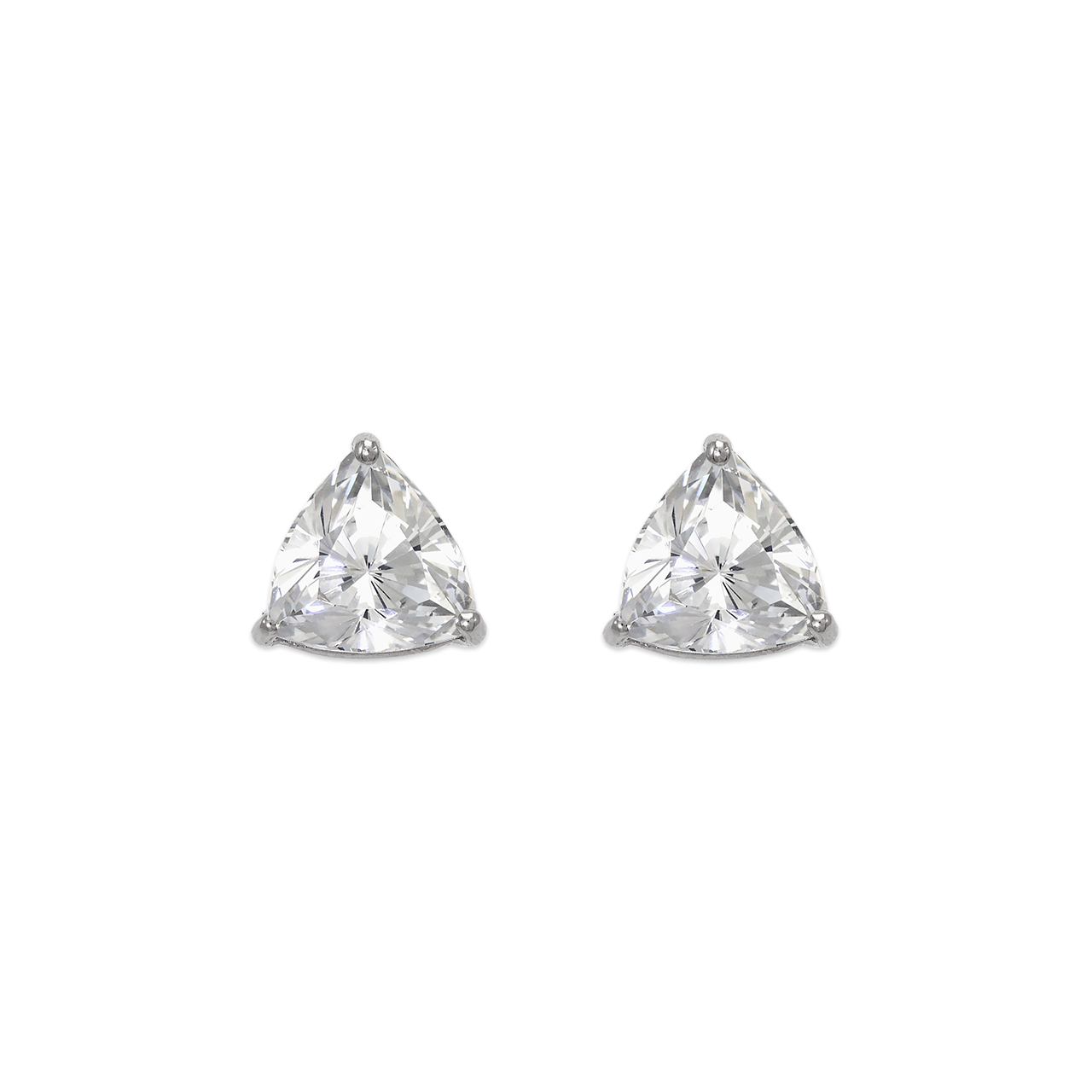 Rounded Triangle Cut CZ Stud Earrings