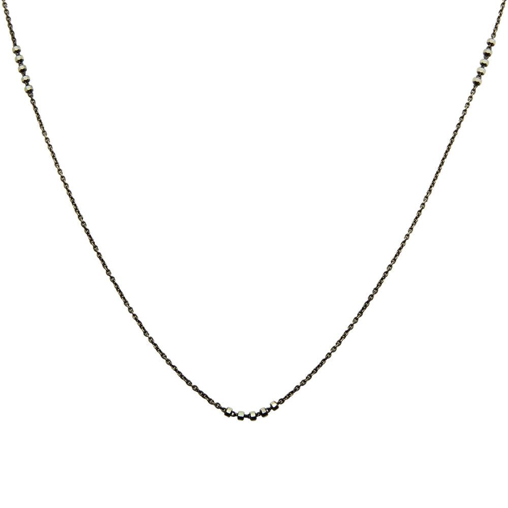 Black Rhodium Plated 925 Sterling Silver DC Beaded Necklace