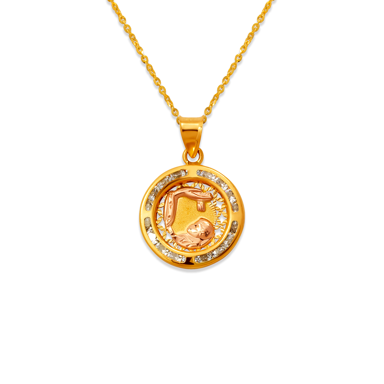 Round Baptism CZ Pendant