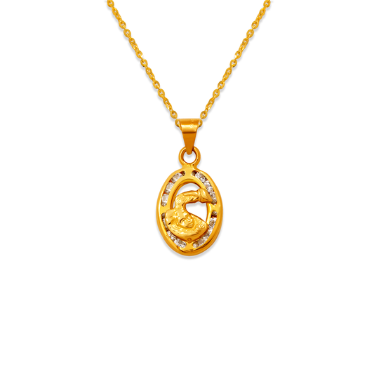 Oval Baptism CZ Pendant