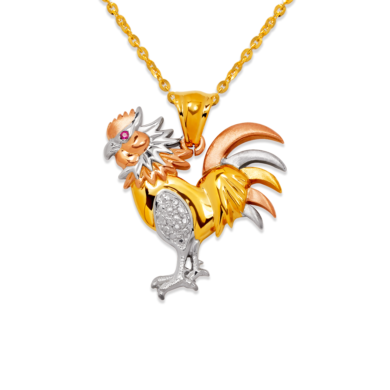 Fancy Rooster CZ Pendant