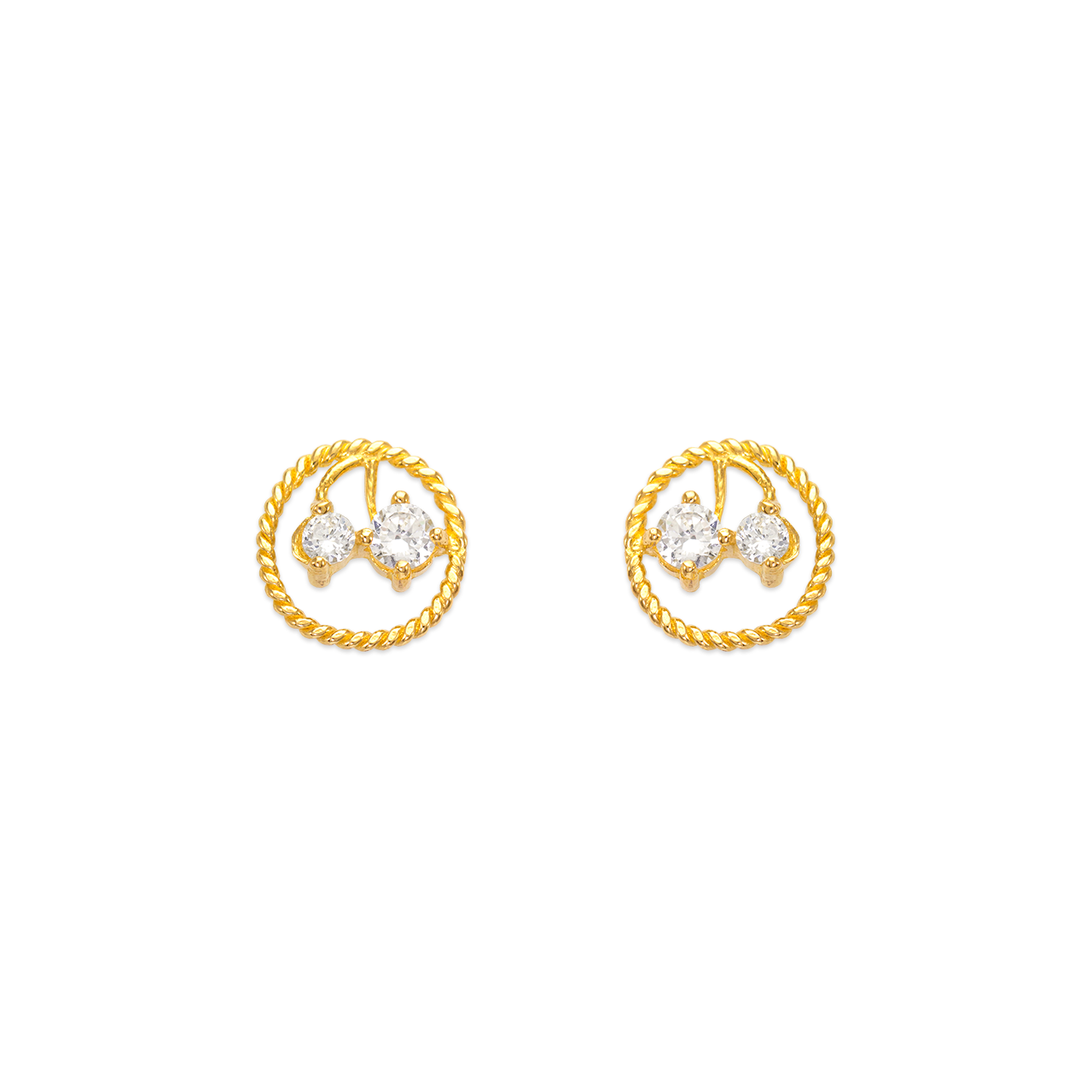 Twisted Circle CZ Stud Earrings