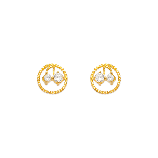 Twisted Circle CZ Stud Earrings