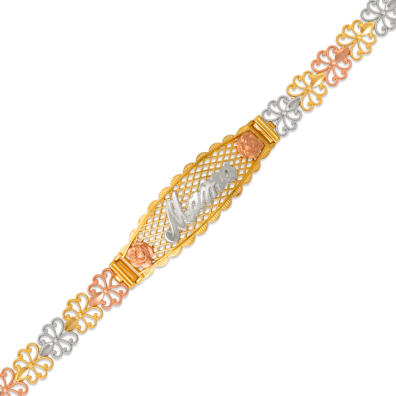 Faceted Diamond Cut Mama ID Bracelet