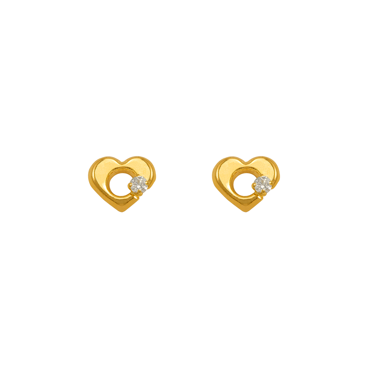 White Heart CZ Stud Earrings