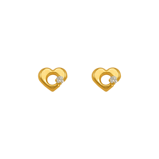 White Heart CZ Stud Earrings