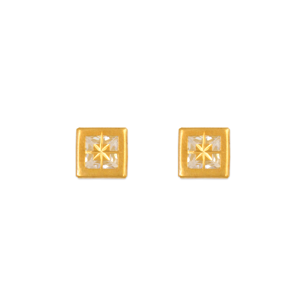 Square Bezel CZ Stud Earrings