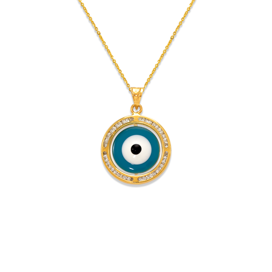 Mini Evil Eye Enamel CZ Pendant