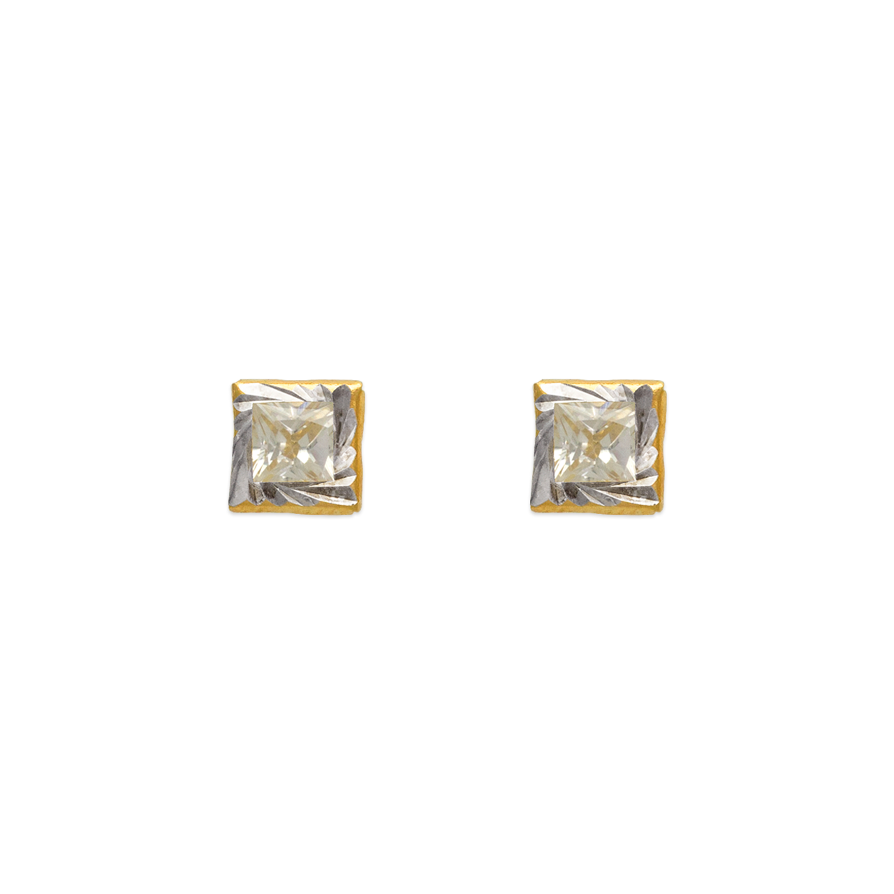 Square Diamond Cut CZ Stud Earrings