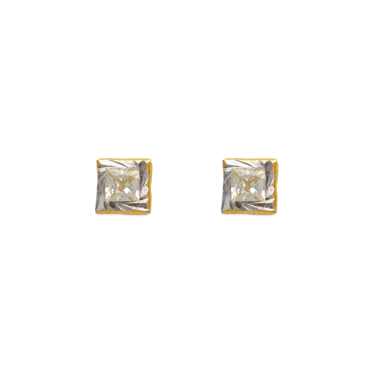 Square Diamond Cut CZ Stud Earrings