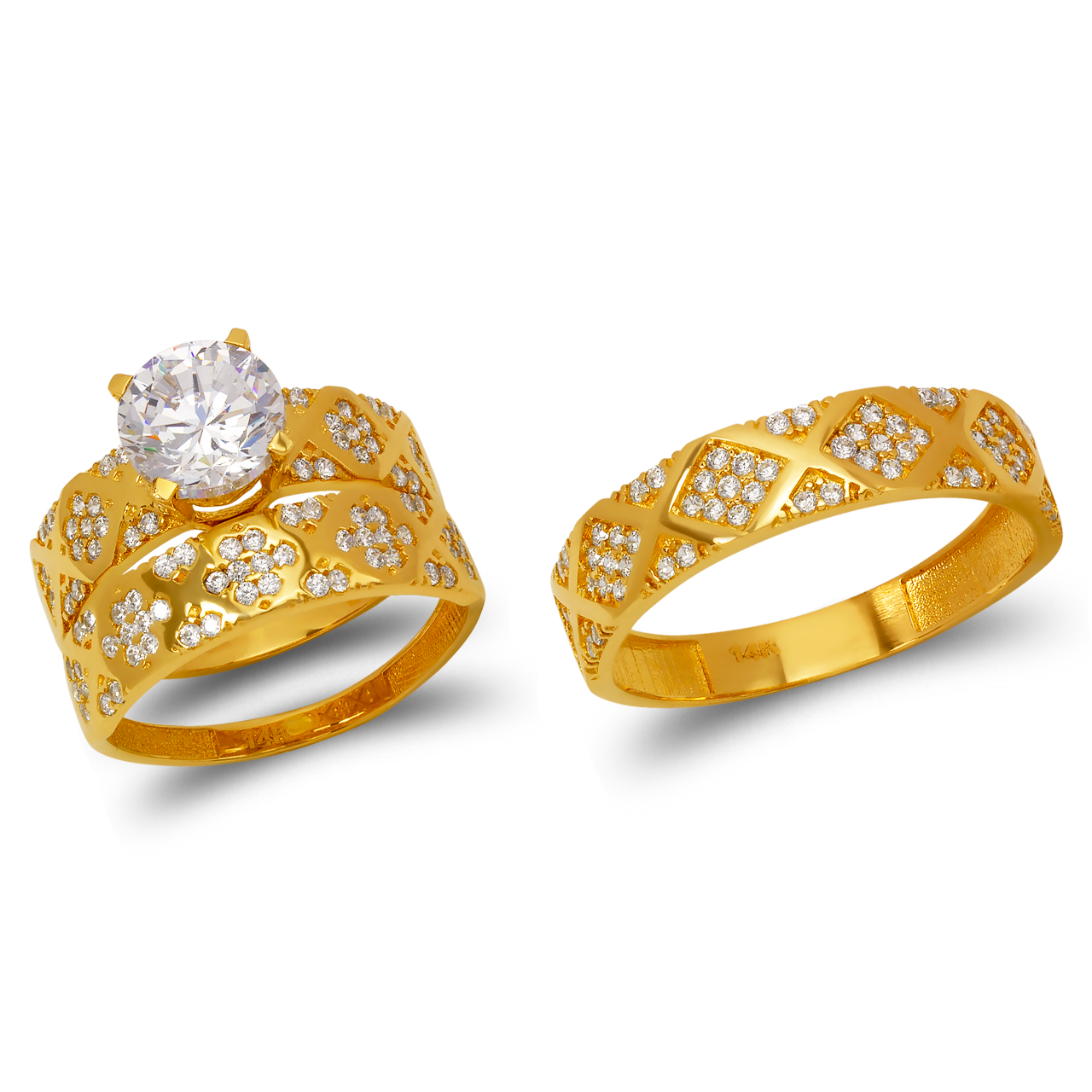 CZ Wedding Trio Ring Set