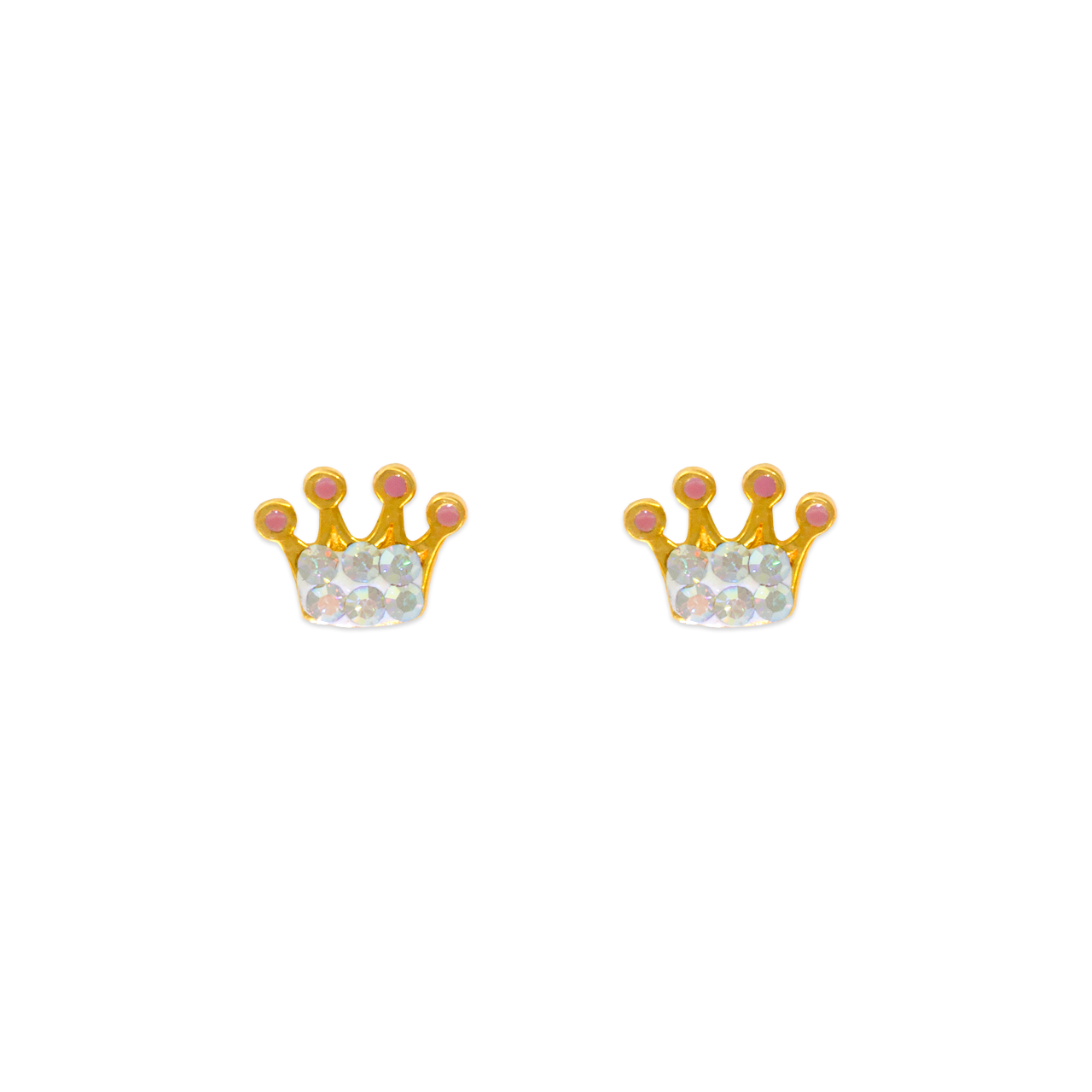 Crown Enamel CZ Stud Earrings