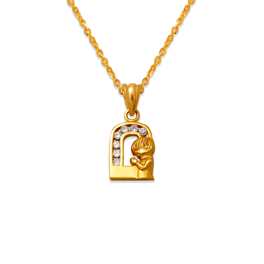 Fancy Communion Boy CZ Pendant