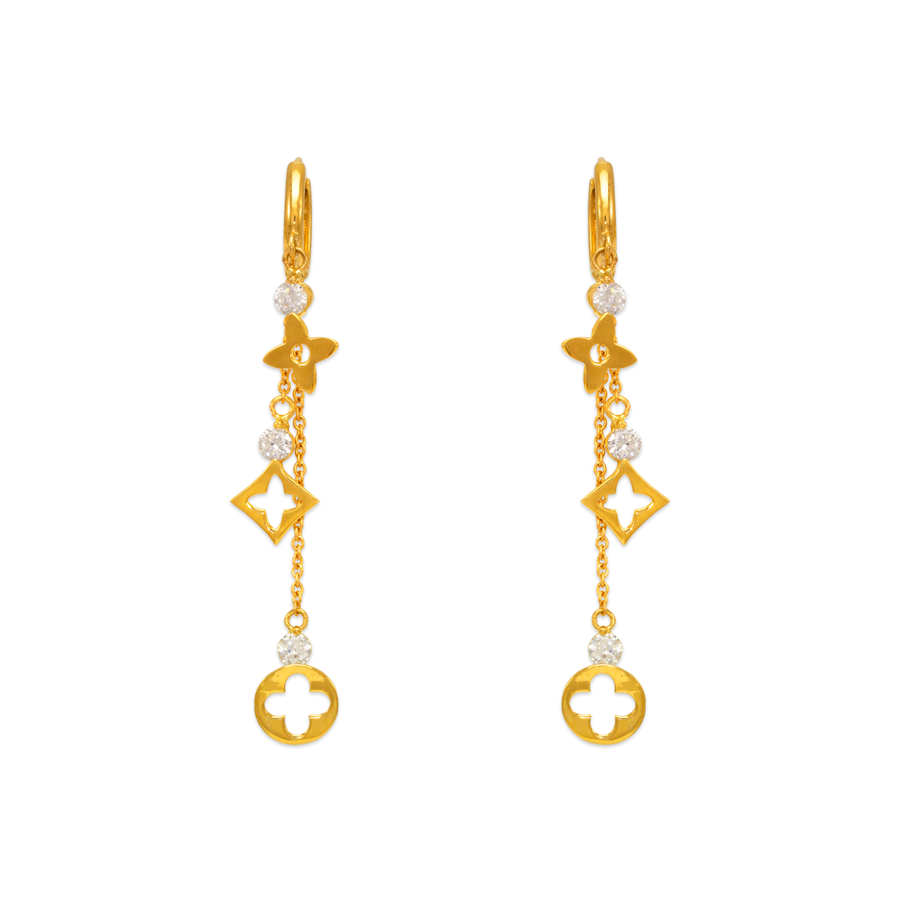 Fancy Design Dangling CZ Earrings