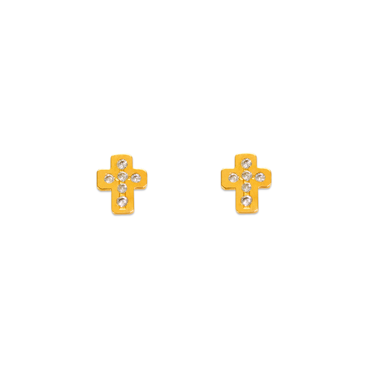 Cross Pave CZ Stud Earrings