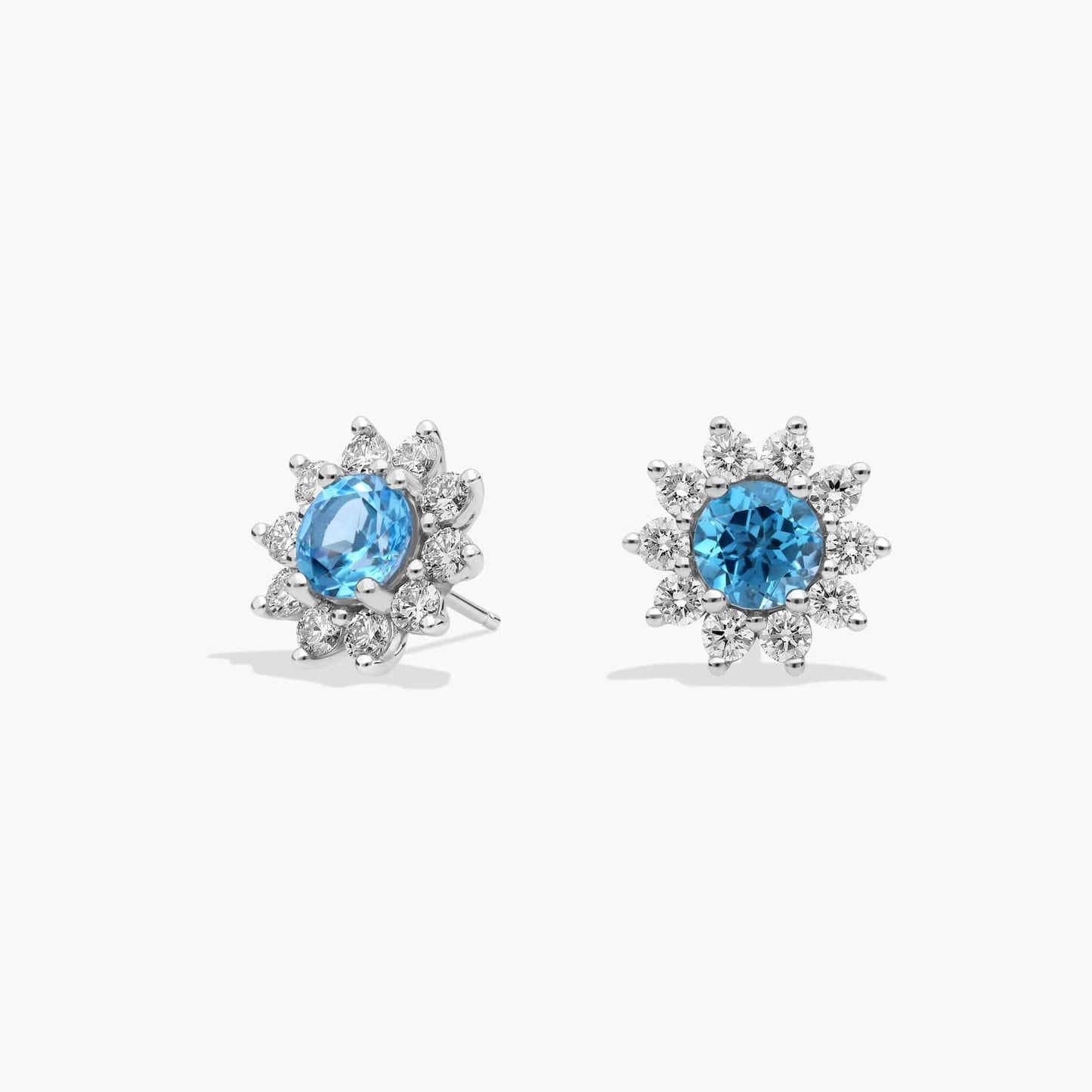 Round Gemstone and Diamond Stud Earrings CHECK